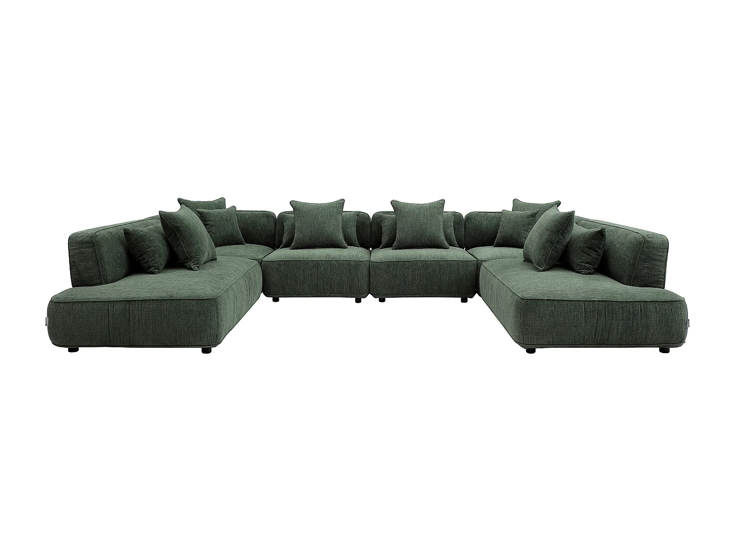 Canapé d'angle panoramique modulable en tissu chenille vert LELACO