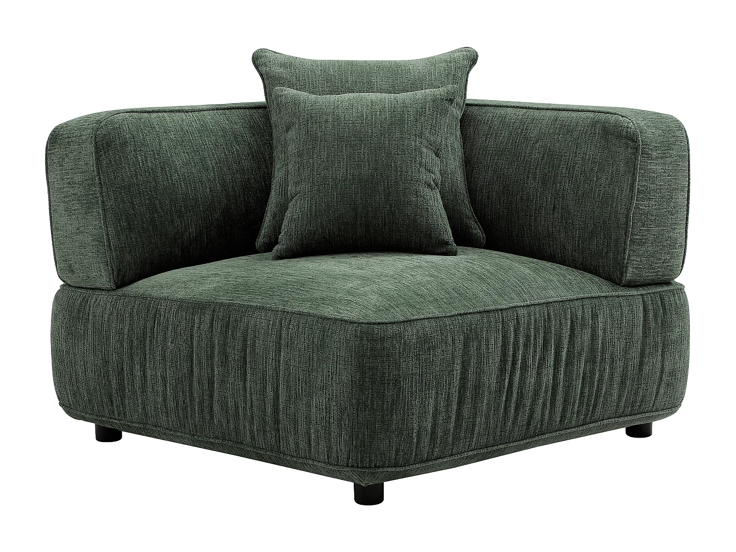 Canapé d'angle panoramique modulable en tissu chenille vert LELACO