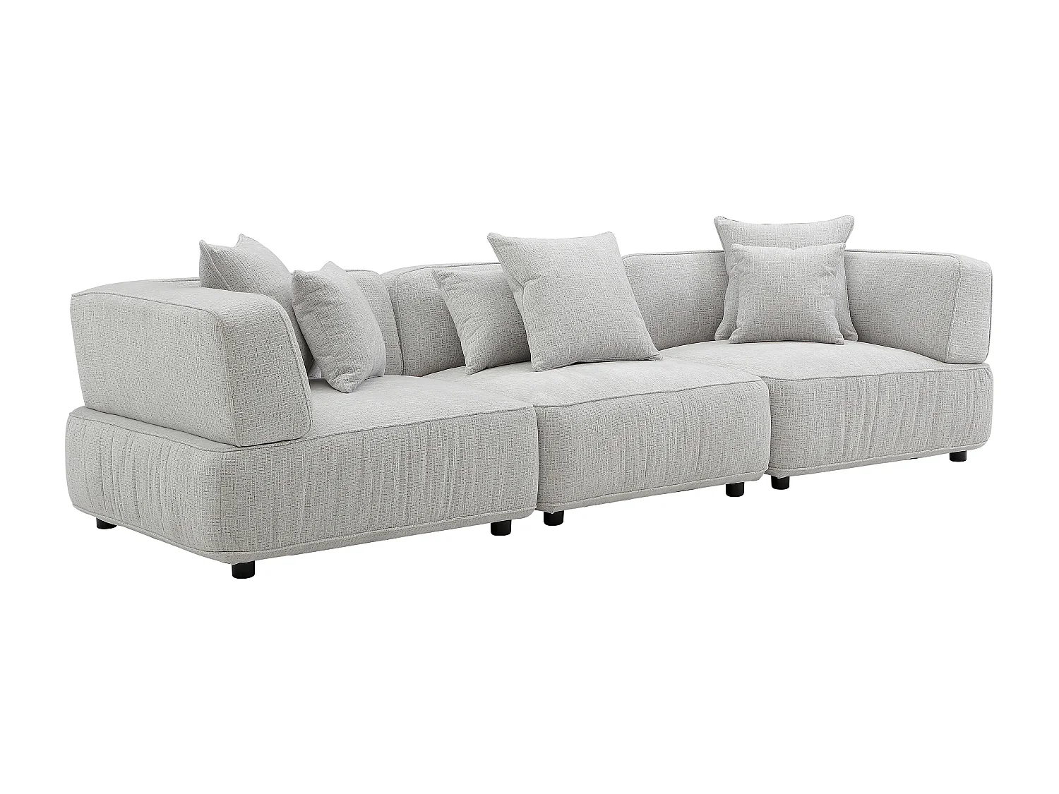Canapé 4 places modulable en tissu chenille gris clair LELACO