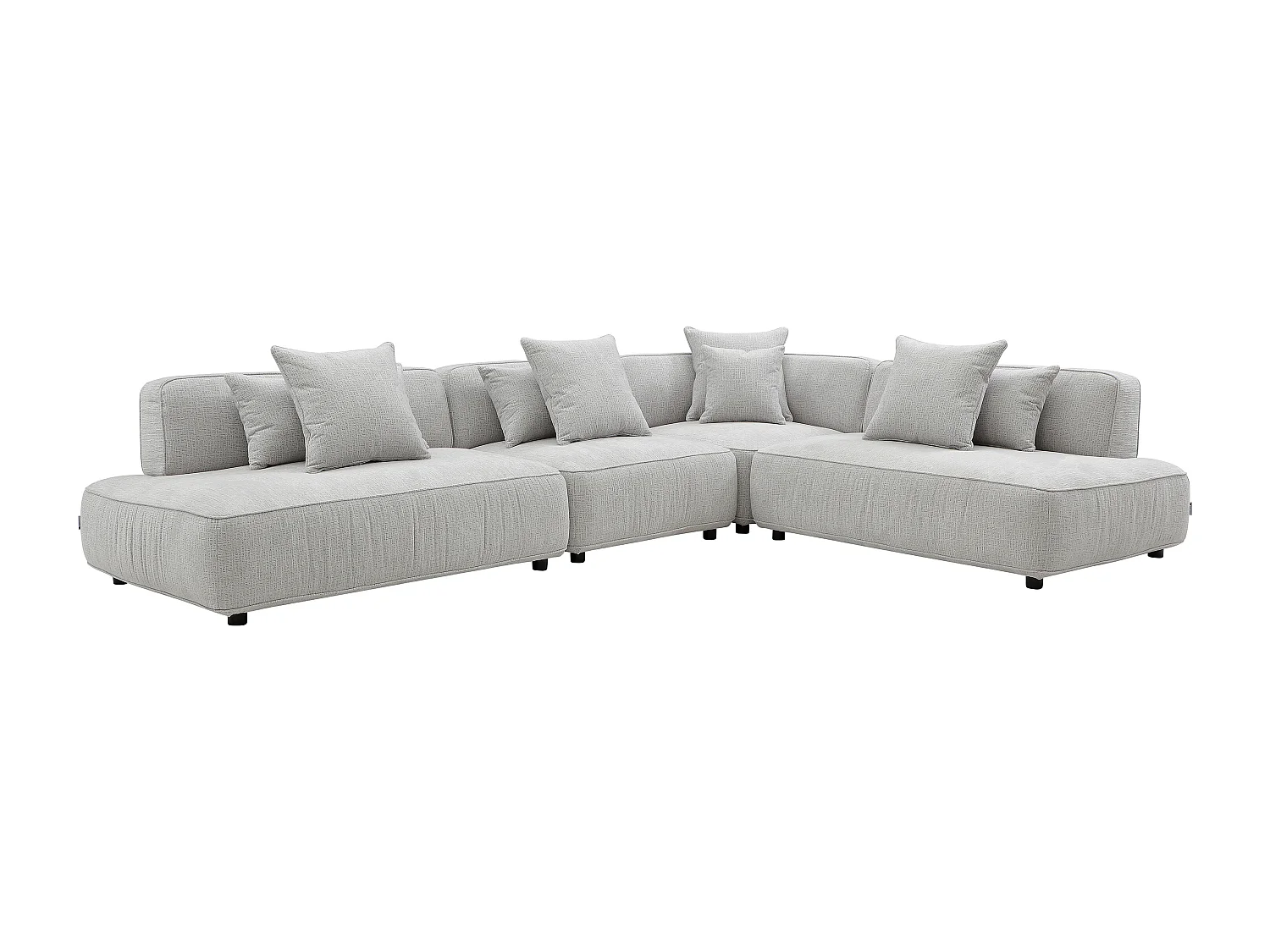 Canapé d'angle modulable en tissu chenille gris clair LELACO