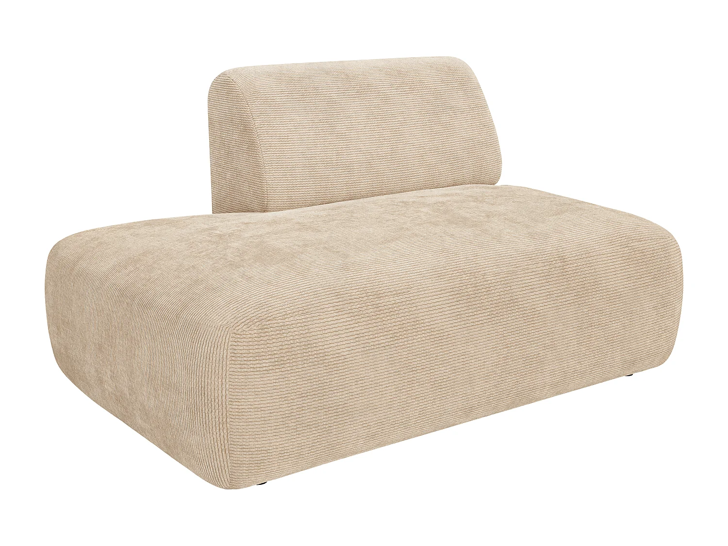 Canapé d'angle droit ouvert modulable en velours côtelé fines côtes beige POGNI de Maison Céphy