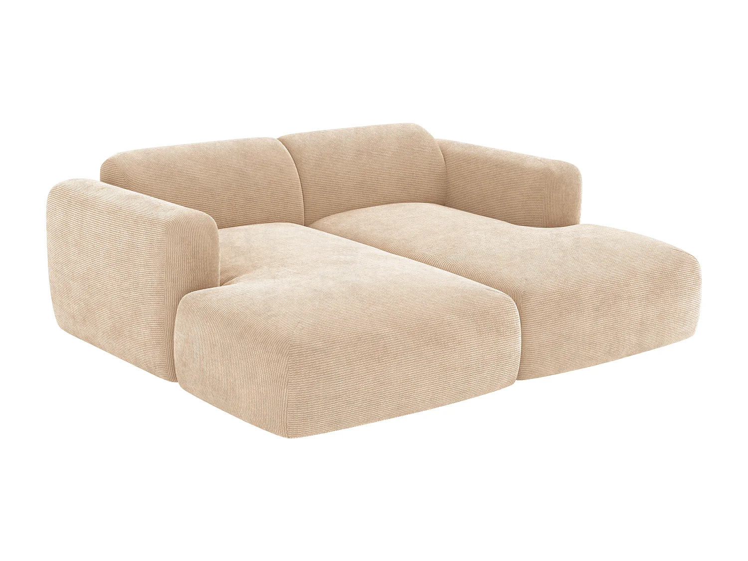 Canapé 2 places assise profonde modulable en velours côtelé fines côtes beige POGNI de Maison Céphy