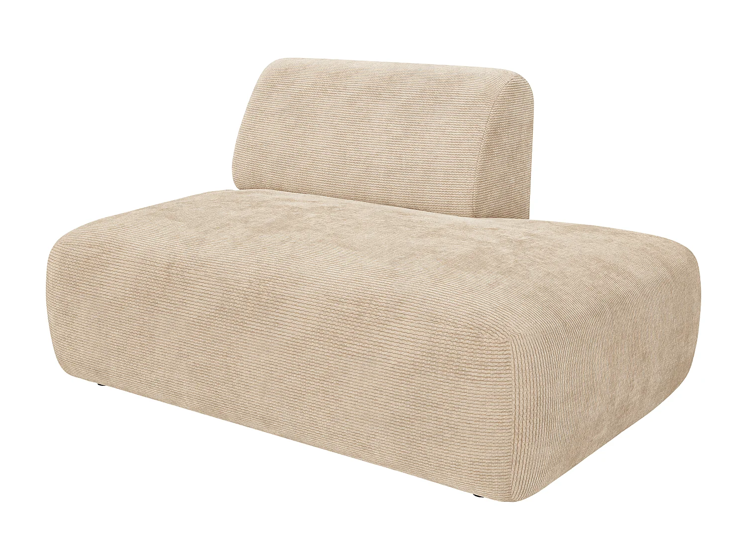 Grand canapé d'angle modulable avec dossier méridienne en velours côtelé fines côtes beige POGNI de Maison Céphy
