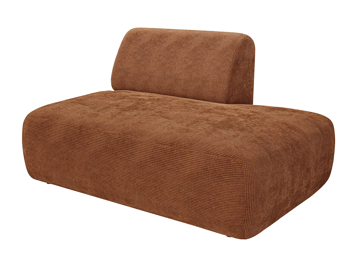 Grand canapé d'angle modulable avec dossier méridienne en velours côtelé fines côtes terracotta POGNI de Maison Céphy