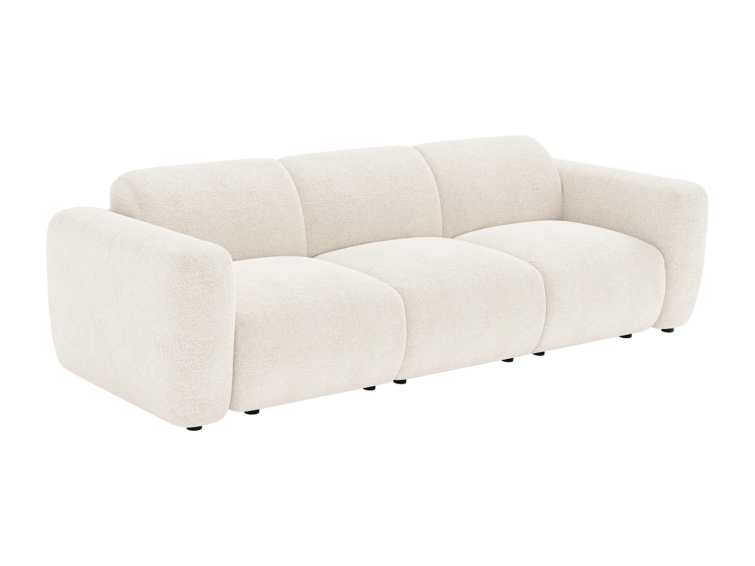 Canapé 4 places modulable en tissu bouclette blanc POGNI de Maison Céphy