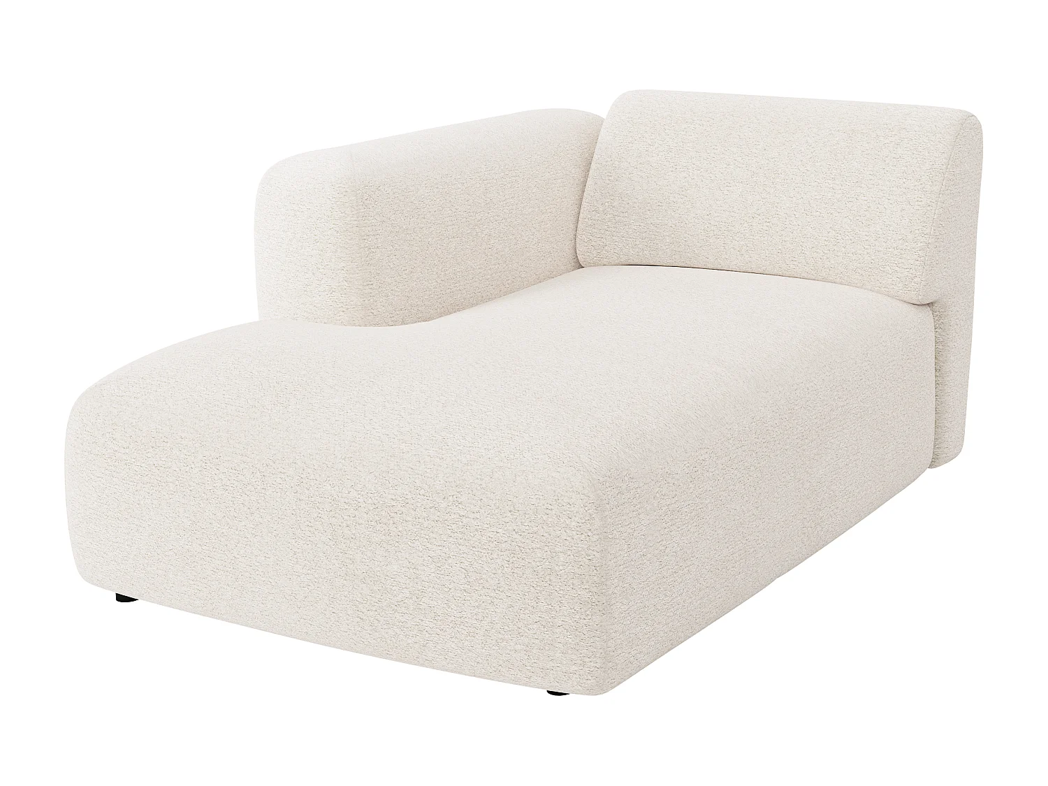Canapé 2 places assise profonde modulable en tissu bouclette blanc POGNI de Maison Céphy