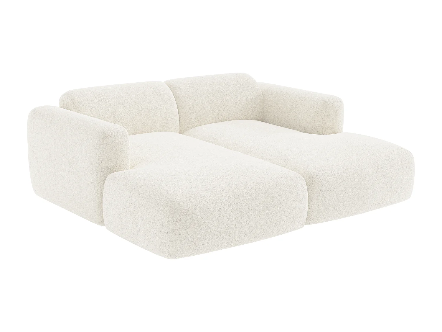 Canapé 2 places assise profonde modulable en tissu bouclette blanc POGNI de Maison Céphy