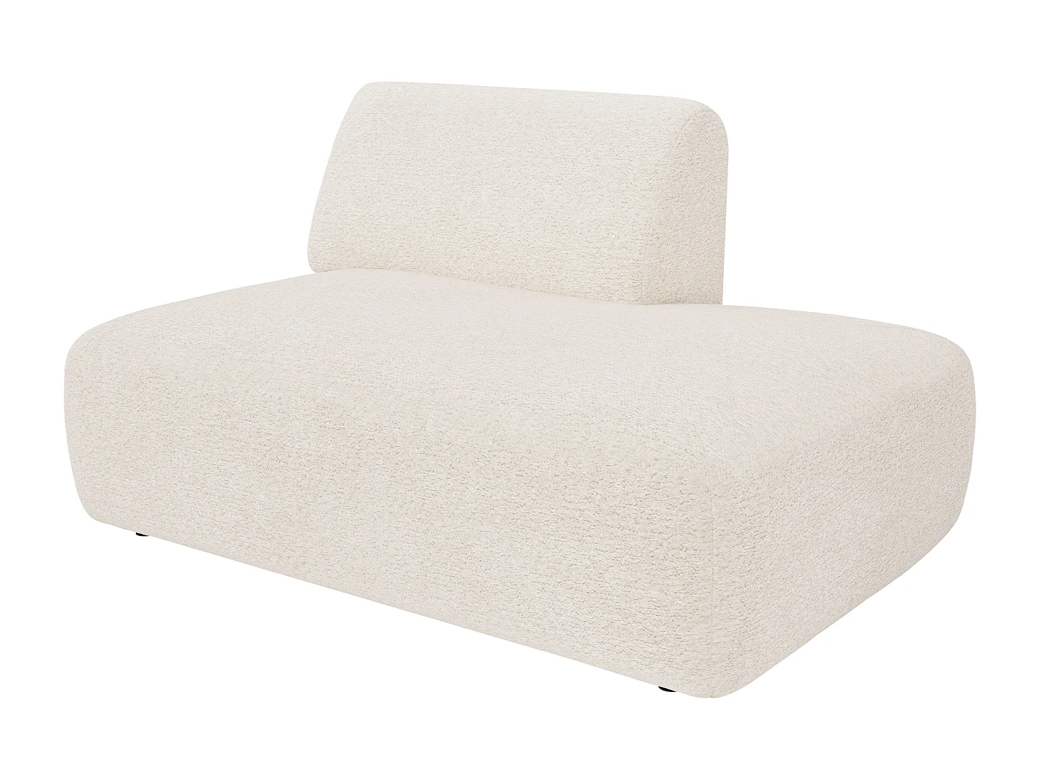 Grand canapé d'angle modulable avec dossier méridienne en tissu bouclette blanc POGNI de Maison Céphy