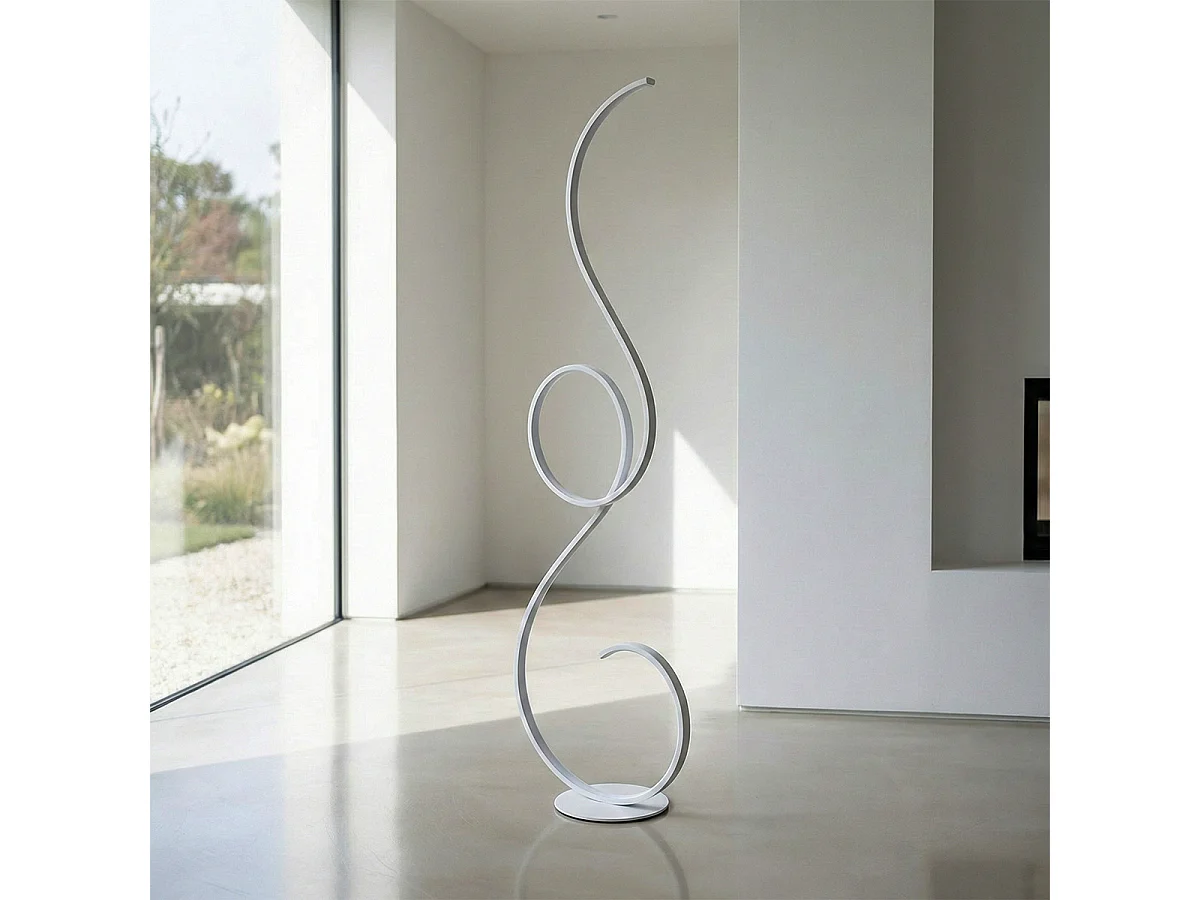 Lampa podłogowa Flok LED firmy Ondaluce 44 W 4400 lm 3000 K wys. 157 cm, ściemnialna, srebrna