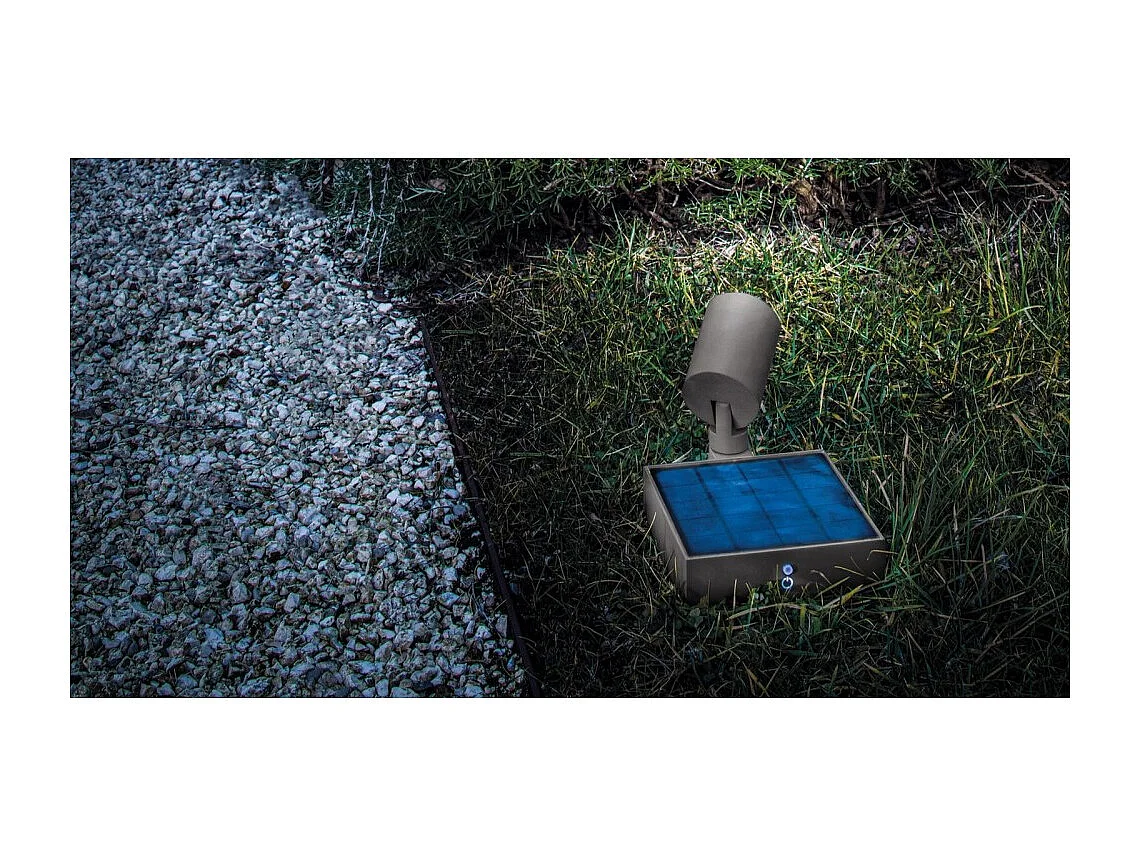 Faretto da terra Solar a led da 1,3w a batteria con fotovoltaico IP65 grigio scuro