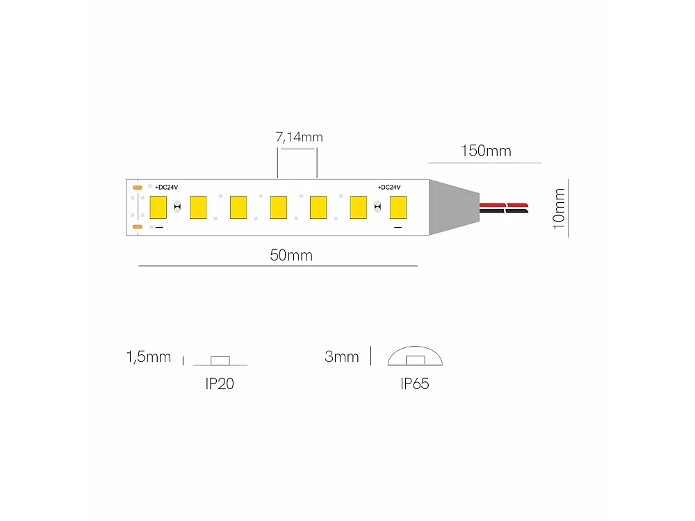 Fine 41 LED Strip - 24V, 14.4W/m, CRI≥90, IP65, 3000K - 5m Reel - Beneito Faure - LED strip for indoors and outdoors