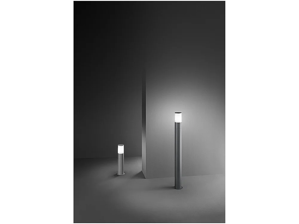 Sigaro - Havepullert med 1xE27 Max 20W IP54 pære, malet aluminium, udendørs pullert, lysegrå, højde 50 cm - Perenz