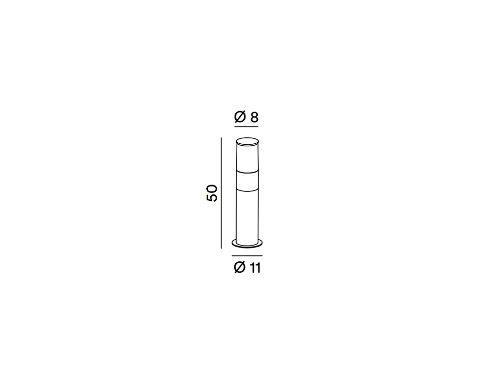 Sigaro - Havepullert med 1xE27 Max 20W IP54 pære, malet aluminium, udendørs pullert, lysegrå, højde 50 cm - Perenz