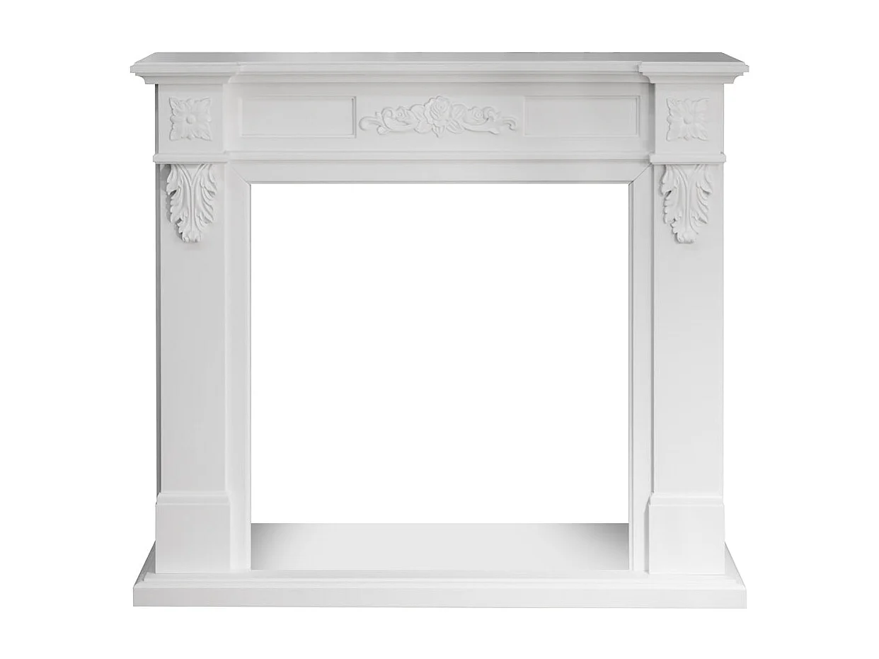 Chimenea de madera blanca Truman con marco de madera (ancho 121 x profundidad 38 x alto 108 cm)