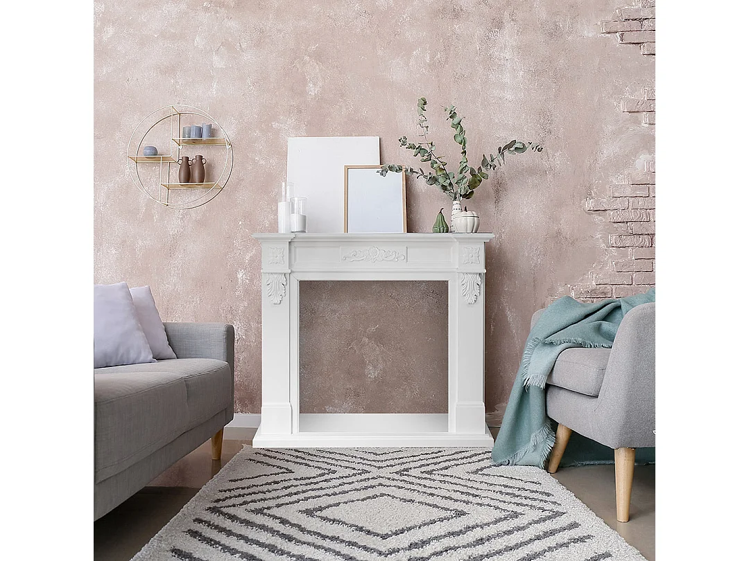 Chimenea de madera blanca Truman con marco de madera (ancho 121 x profundidad 38 x alto 108 cm)