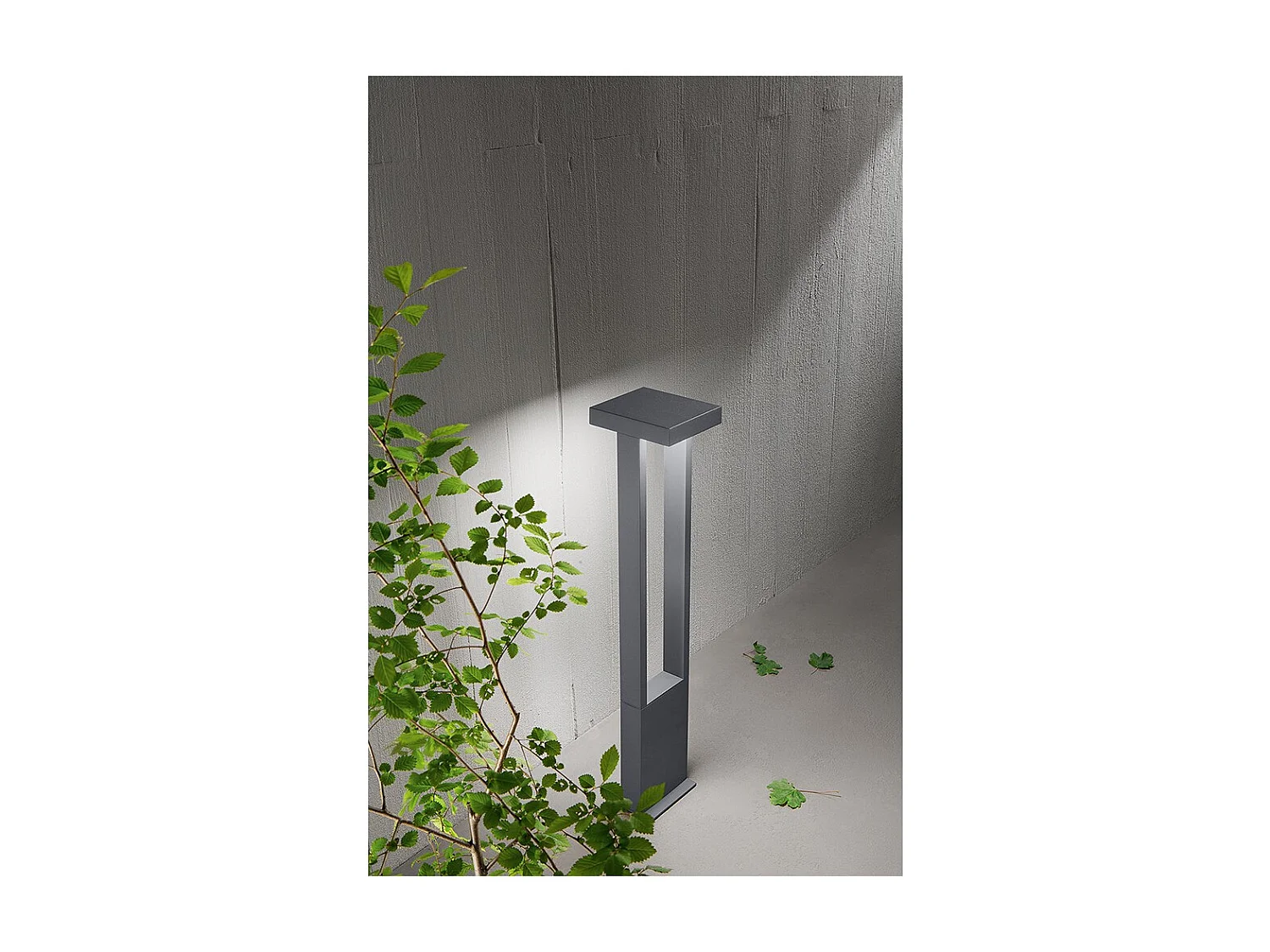 Bolardo LED de jardín Kapp de 14 W, IP65, 1120 lm, 65 cm de altura, 3000 K, aluminio pintado, color gris cemento - Perenz