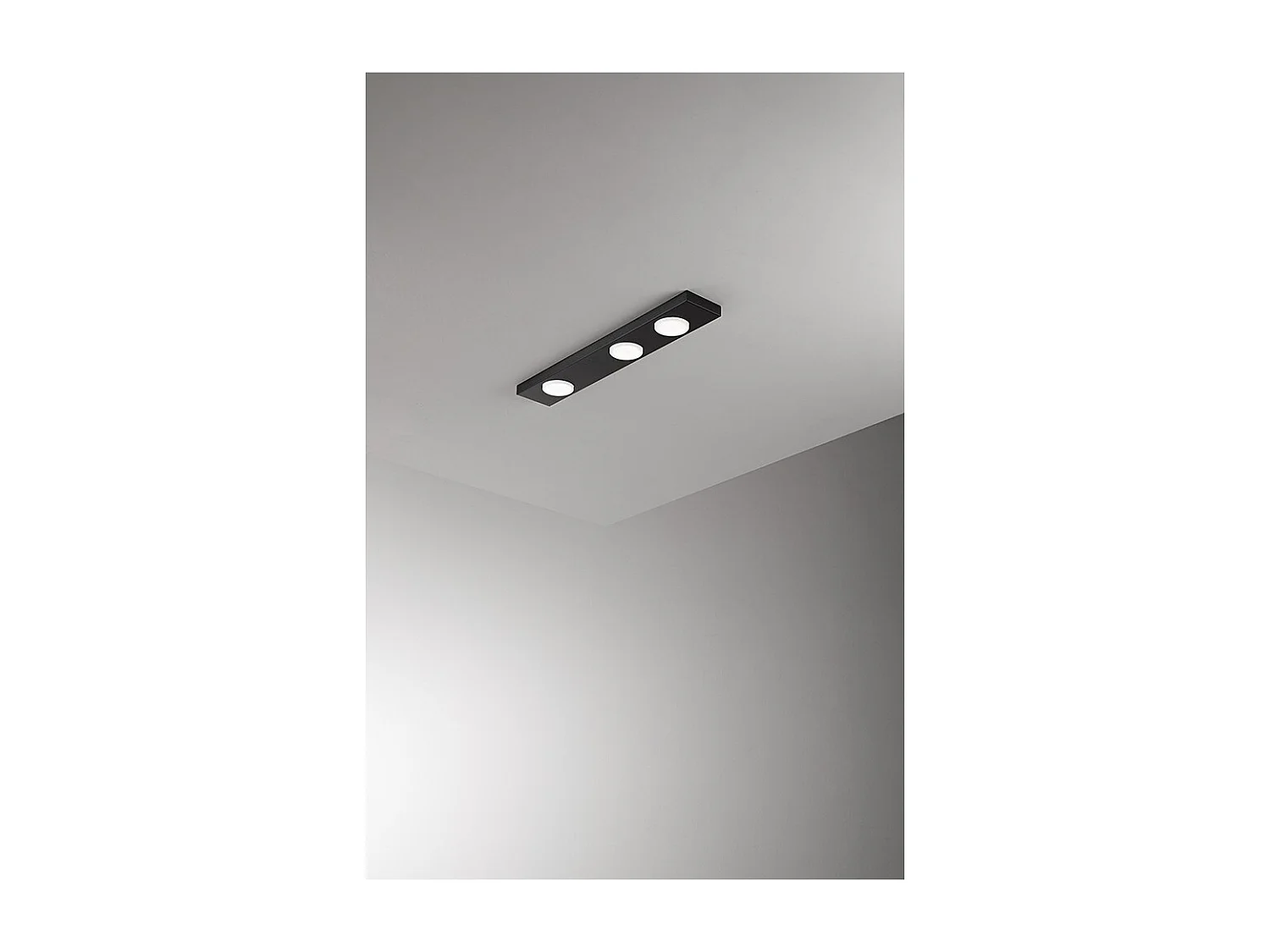 Button - LED Plafondlamp 3xGX53 max 15W, Rechthoekig 60x10 cm, Gelakt Metaal, IP20 - Perenz - Zwart