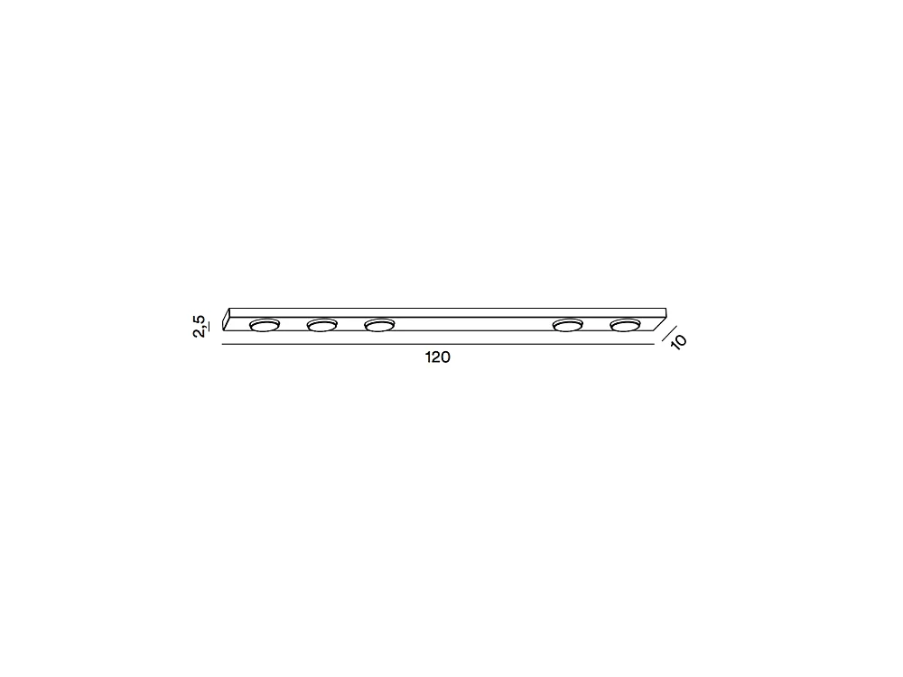 Button - LED ceiling light 5xGX53 max 15W, Rectangular 120x10 cm, Painted Metal, IP20 - Perenz - Aluminum