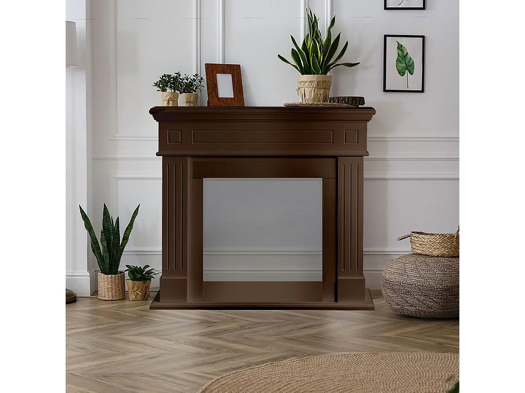 Habillage De Cheminée En Bois, L 110Xp 36Xh 100, Couleur Noyer Cambridge