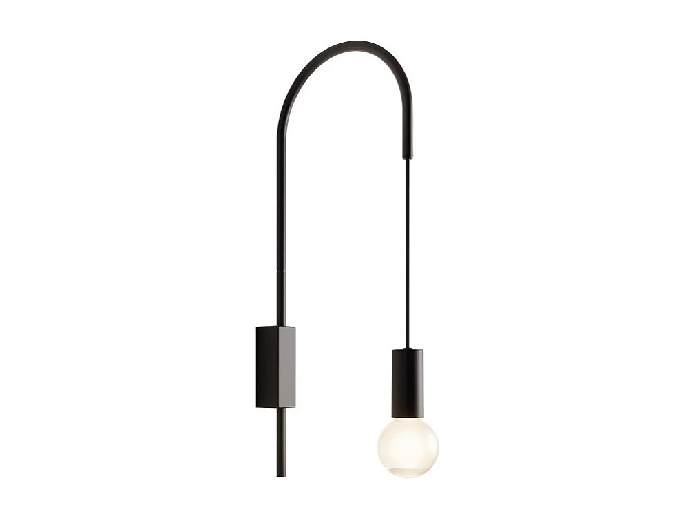 Zafferano - Lámpara de pared Filo, giratoria 200°, metal pintado, bombilla E27 máx. 60 W incluida, altura 61 cm - Negro