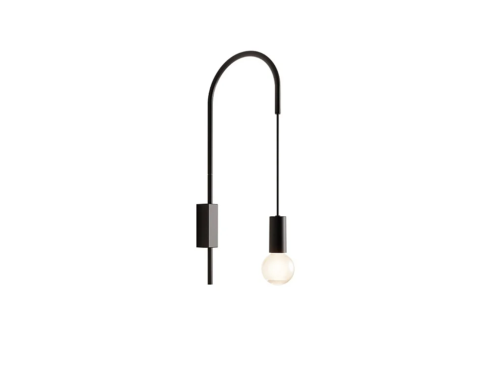 Zafferano - Filo væglampe, 200° drejelig, malet metal, E27 pære maks. 60W inkluderet, H 61cm - Sort