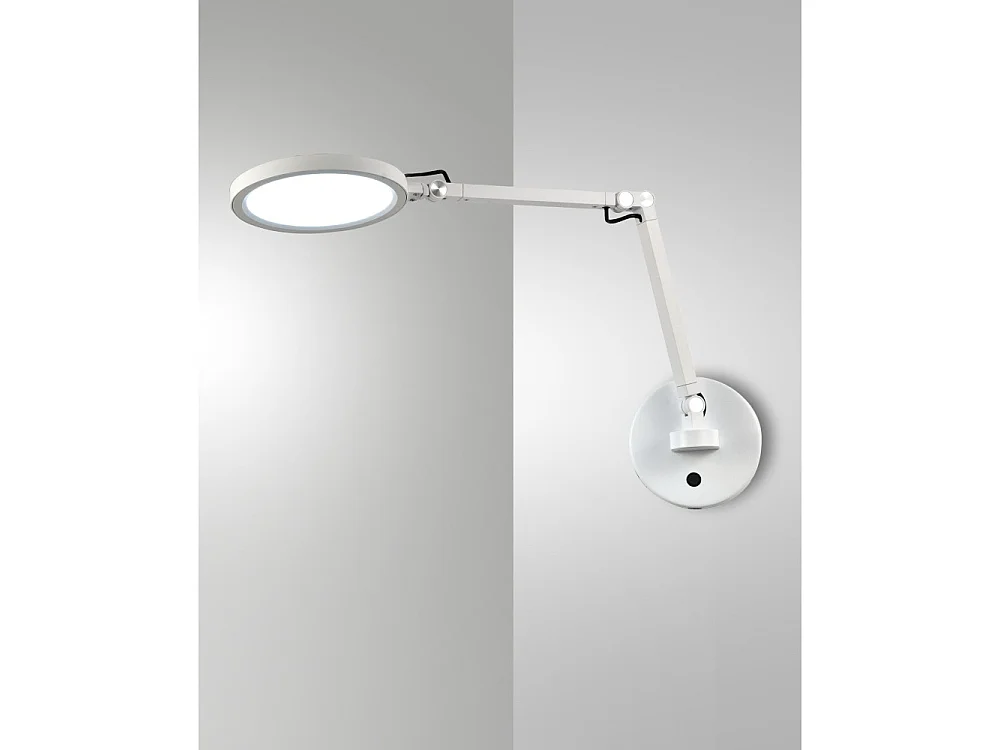 Regina - Fabas Luce Ronde Verstelbare Wandlamp - 9W Dimbare LED Wandlamp CCT (3000K 4000K 5000K 6000K) - Aluminium