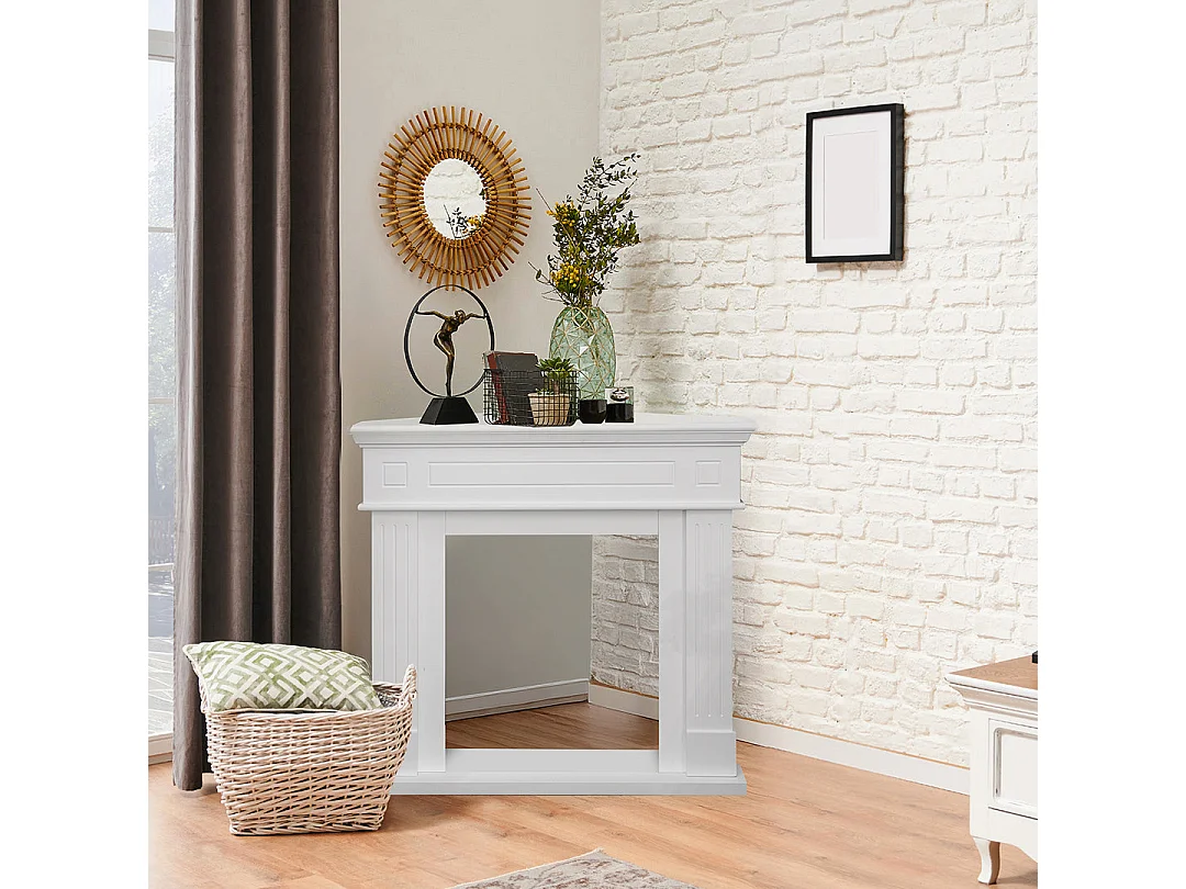 Revestimiento de madera para chimenea de esquina, 110 x 63 x 102 cm, color blanco Ford