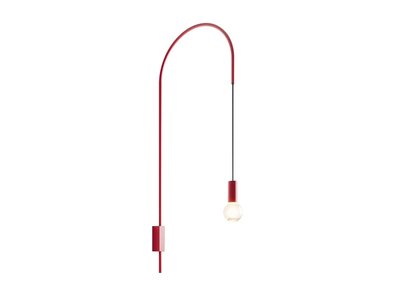 Zafferano - Lámpara de pared Filo, giratoria 200°, metal pintado, bombilla E27 máx. 60 W incluida, altura 110 cm - Rojo
