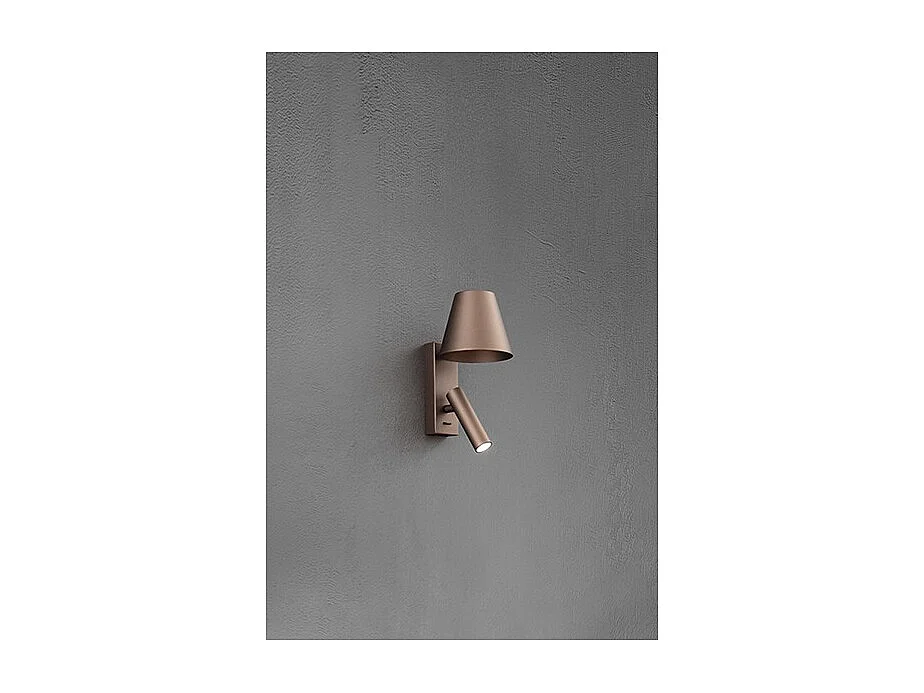 Reverse - Kinkiet LED 6 W do sypialni, metalowy, 3000 K, 480 lm, regulowany, światło w dyfuzorze - Perenz - metaliczny brąz