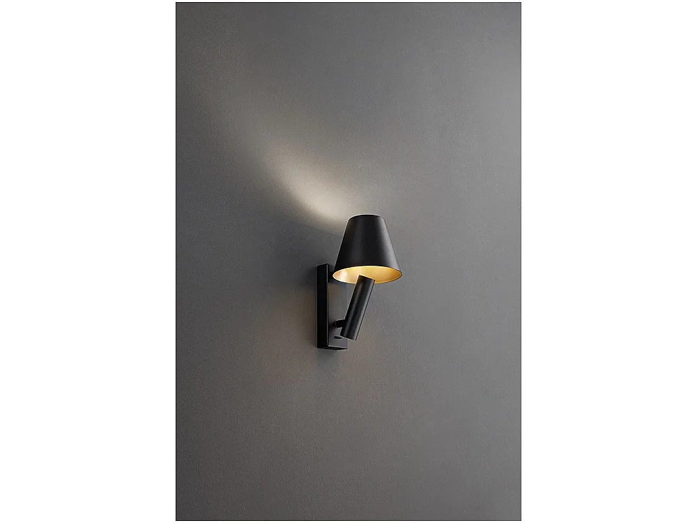 Reverse - Aplique LED de pared para dormitorio de metal, 6 W, 3000 K, 480 lm, regulable, luz en el difusor - Perenz - Marrón metalizado