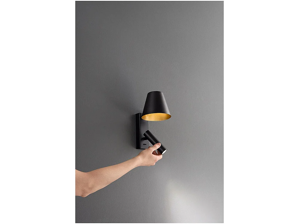 Reverse - Aplique LED de pared para dormitorio de metal, 6 W, 3000 K, 480 lm, regulable, luz en el difusor - Perenz - Marrón metalizado