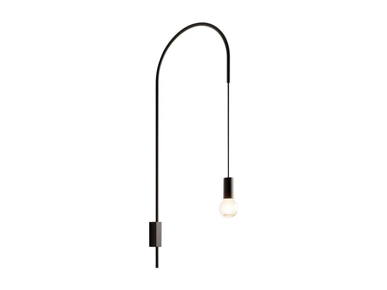 Zafferano - Lámpara de pared Filo, giratoria 200°, metal pintado, bombilla E27 máx. 60 W incluida, altura 110 cm - Negro
