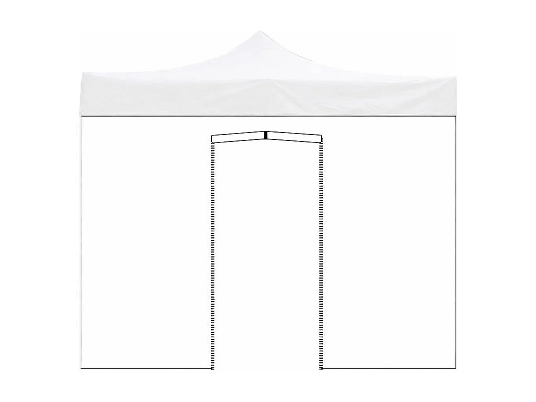 Witte, waterdichte zijluifel van 3x2 meter met oprolbare deur voor een opvouwbare partytent van 3x3 meter.