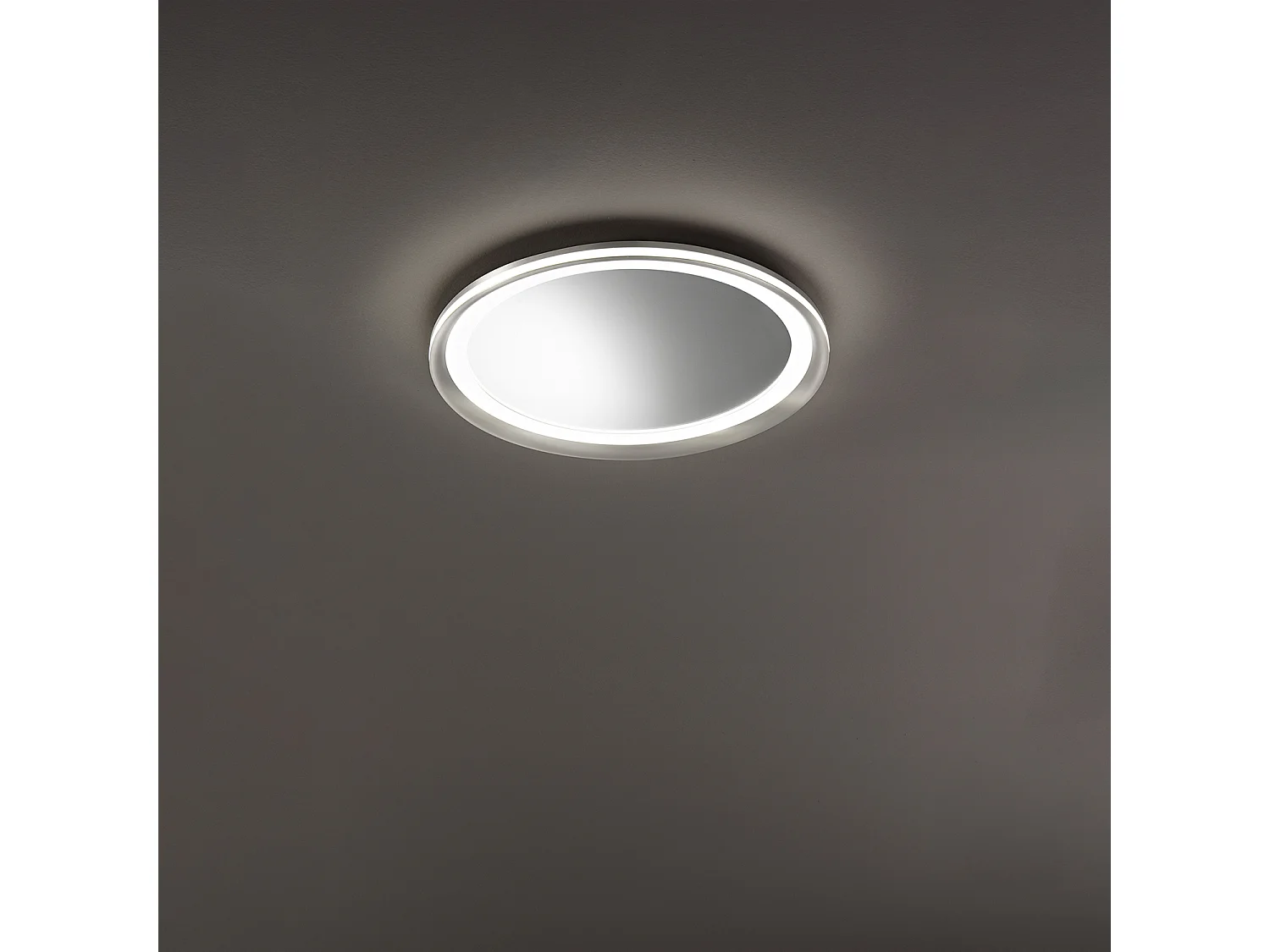 Miroir LED Mirò d.60 cm 58W gris titane, lumière chaude 3000K, design moderne pour salle de bain, chambre ou entrée