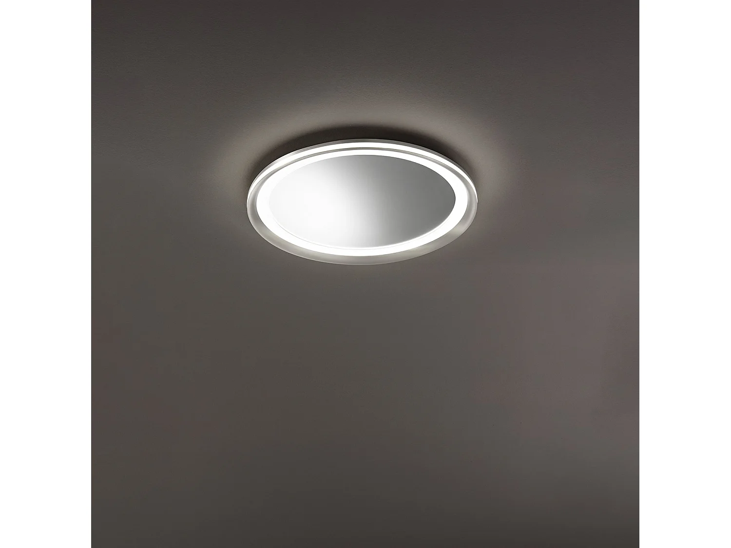 Miroir LED Mirò d.60 cm 58W gris titane, lumière chaude 3000K, design moderne pour salle de bain, chambre ou entrée