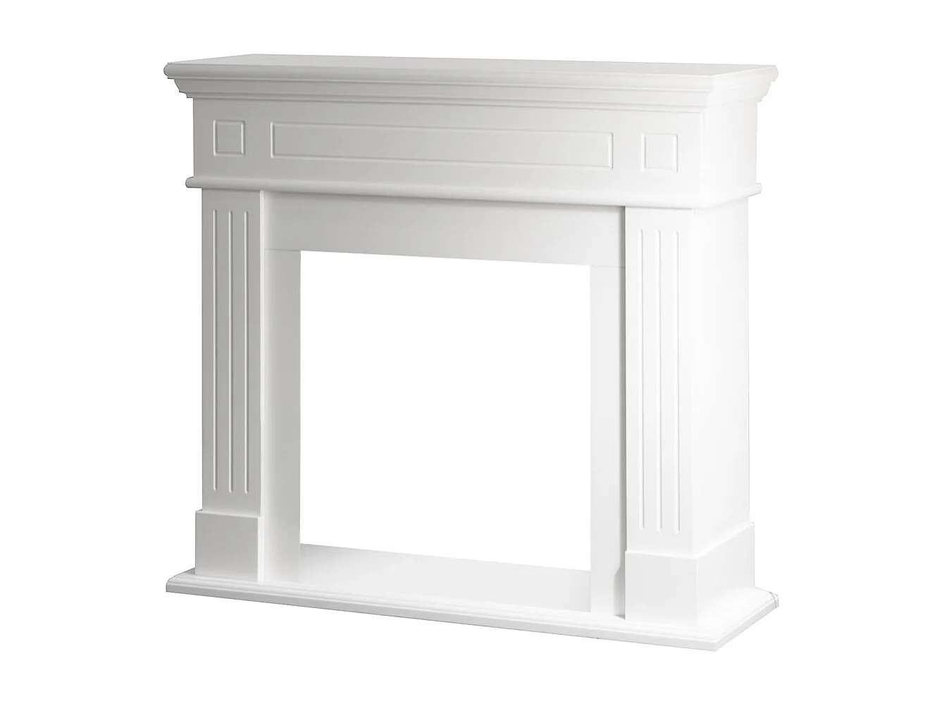 Marco de chimenea con revestimiento de madera (ancho 110 x profundidad 36 x alto 100 cm), color blanco Cambridge