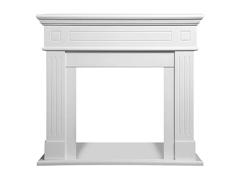 Marco de chimenea con revestimiento de madera (ancho 110 x profundidad 36 x alto 100 cm), color blanco Cambridge