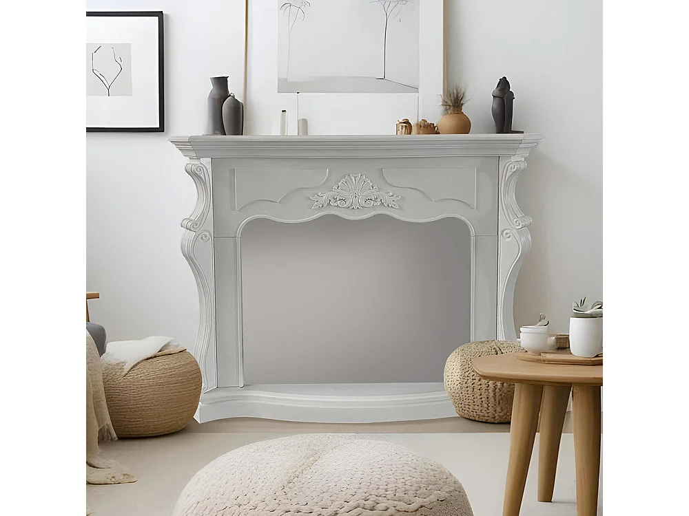 Revestimiento de madera para marco de chimenea L123xD39xH100 Blanco París