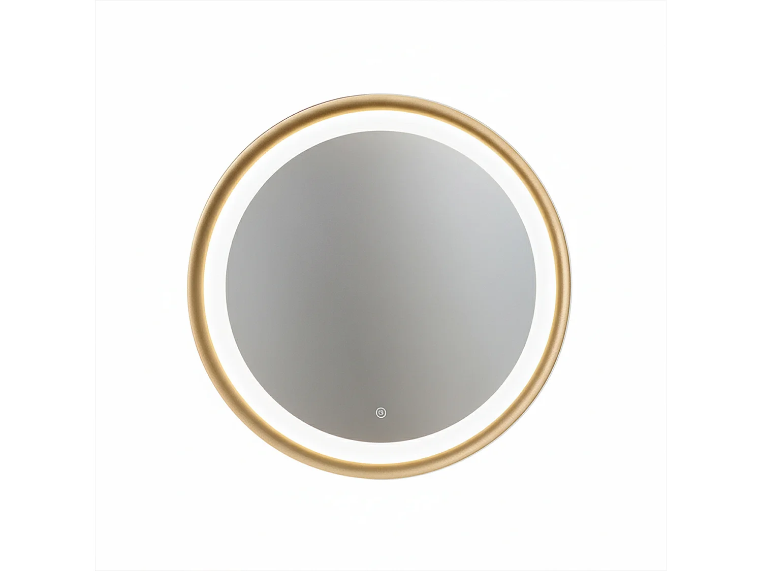 Miroir LED Mirò d.60 cm 58W or brossé, applique murale ou plafond, lumière chaude 3000K, style contemporain raffiné