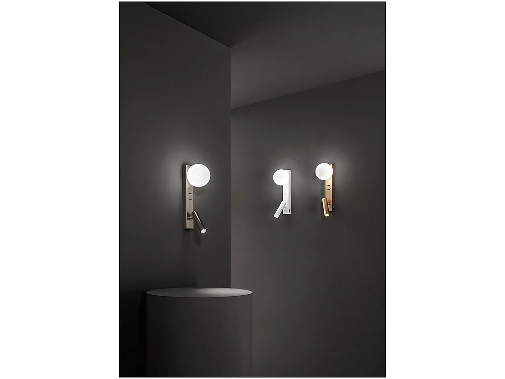 Fog - Natlampe med USB og USB-C, 3W LED + G9, Hvid Kugle, 3000K, Justerbar Krop, Glasdiffuser - Perenz - Hvid