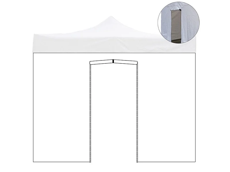 3x2m white waterproof side cover with roll-up door for Market-Pro folding gazebo