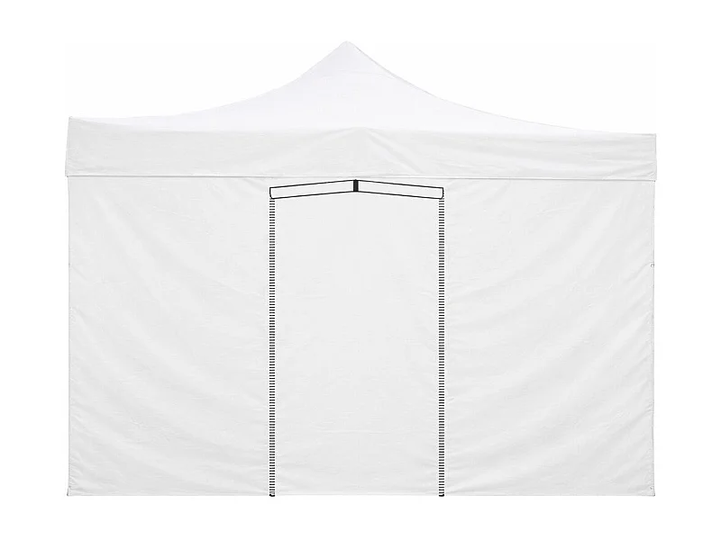 Cobertura lateral branca à prova d'água de 3x2m com porta enrolável para gazebo dobrável Market-Pro