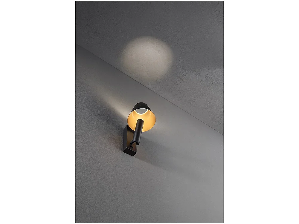 Reverse - 6W LED væglampe til soveværelse i metal, 3000K, 480lm, justerbar, lys i diffusoren - Perenz - sort