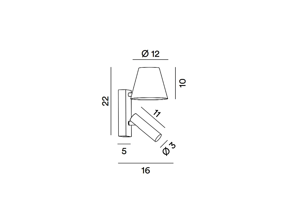 Reverse - 6W LED væglampe til soveværelse i metal, 3000K, 480lm, justerbar, lys i diffusoren - Perenz - sort