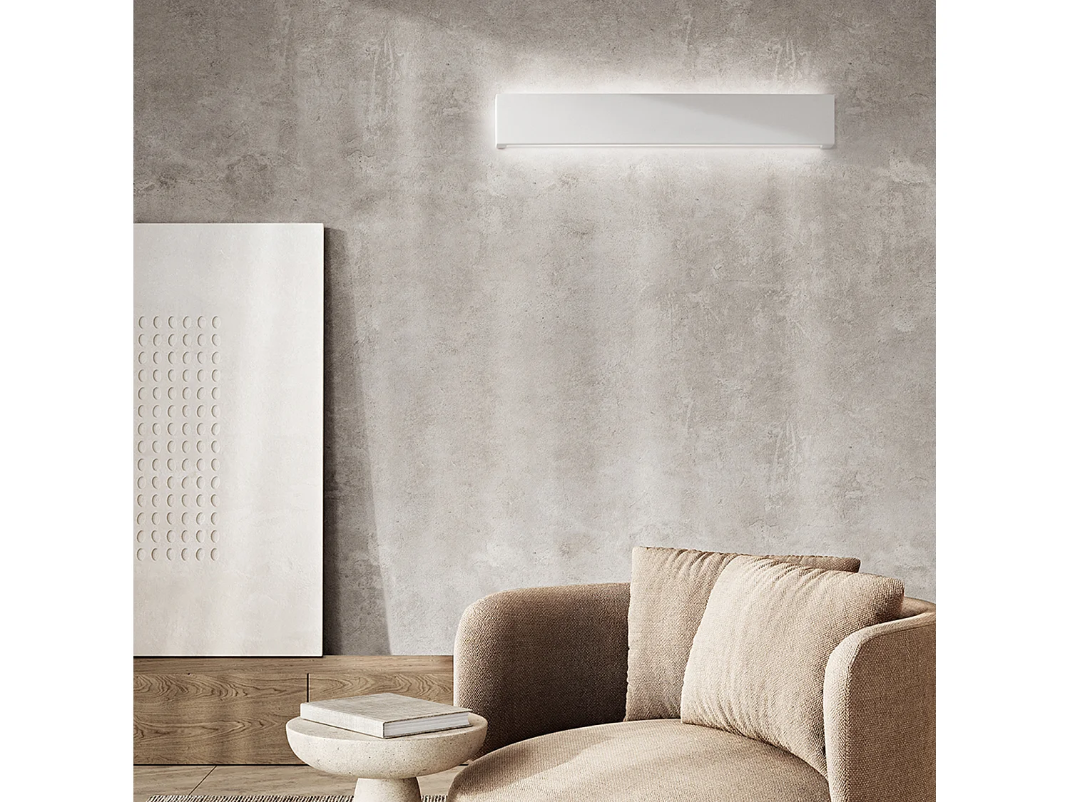 Væg - 18W LED væglampe, kan males i mat hvid gips, 3000K, 1440lm, farvebar diffuser - Perenz - Hvid