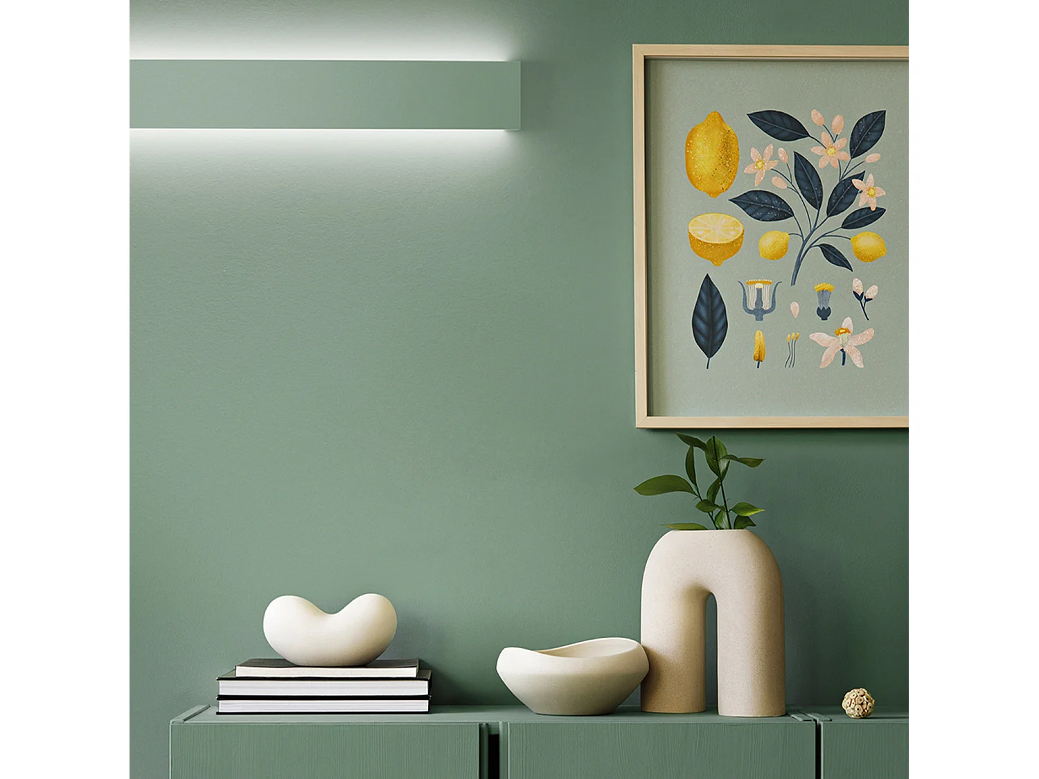 Væg - 18W LED væglampe, kan males i mat hvid gips, 3000K, 1440lm, farvebar diffuser - Perenz - Hvid