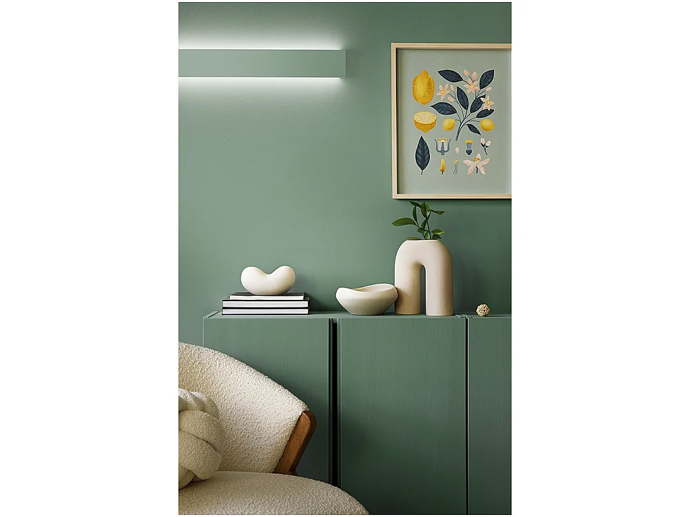 Væg - 18W LED væglampe, kan males i mat hvid gips, 3000K, 1440lm, farvebar diffuser - Perenz - Hvid