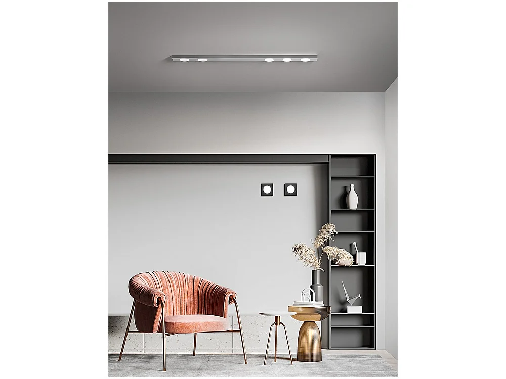 Knap - LED loftlampe 5xGX53 maks. 15W, Rektangulær 120x10 cm, Malet metal, IP20 - Perenz - Sort
