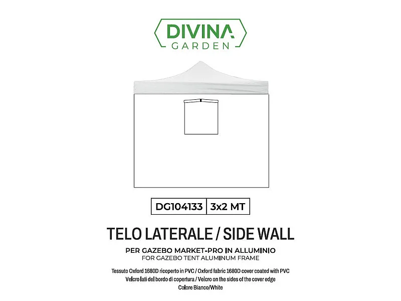 3x2m waterproof white side cover with window for Market-Pro folding gazebo