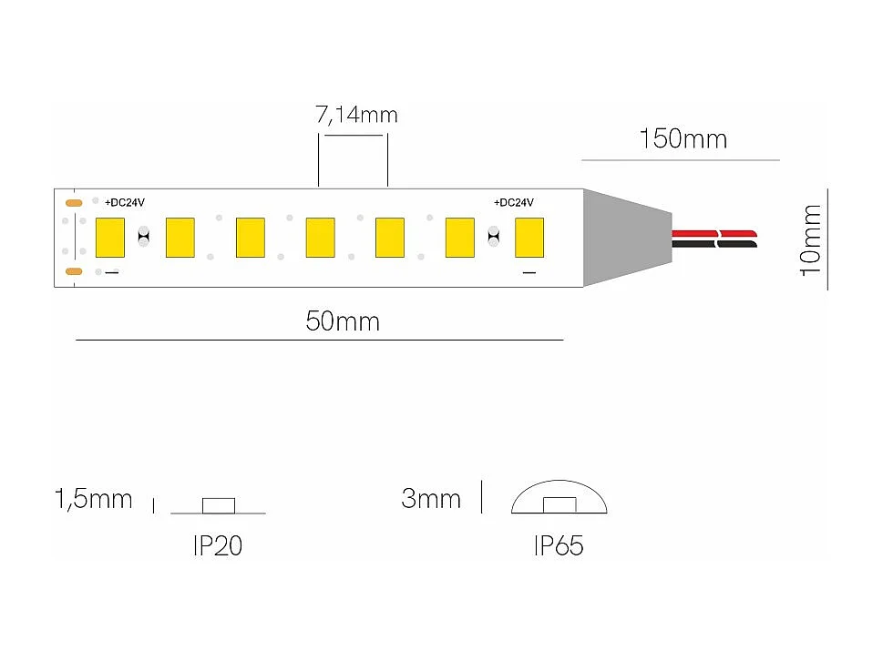 Tira LED Fine 41 - 24 V, 14,4 W/m, CRI≥90, IP65, 2700 k - Bobina de 25 m - Beneito Faure - Tira LED para uso interior y exterior